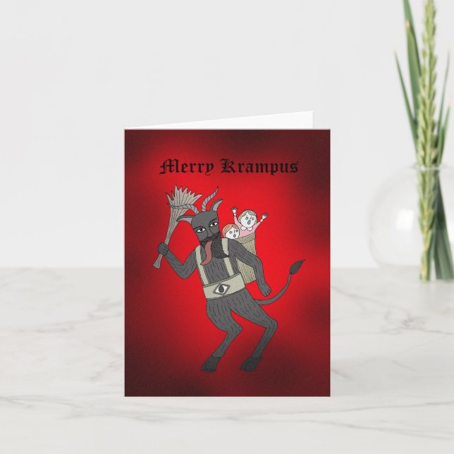 Tarjeta Funny Holiday Krampus Extraños Navidades Raras (Anverso)