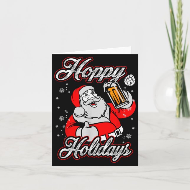 Tarjeta Funny Hoppy Holidays Santa Beer Christmas Drinking (Anverso)