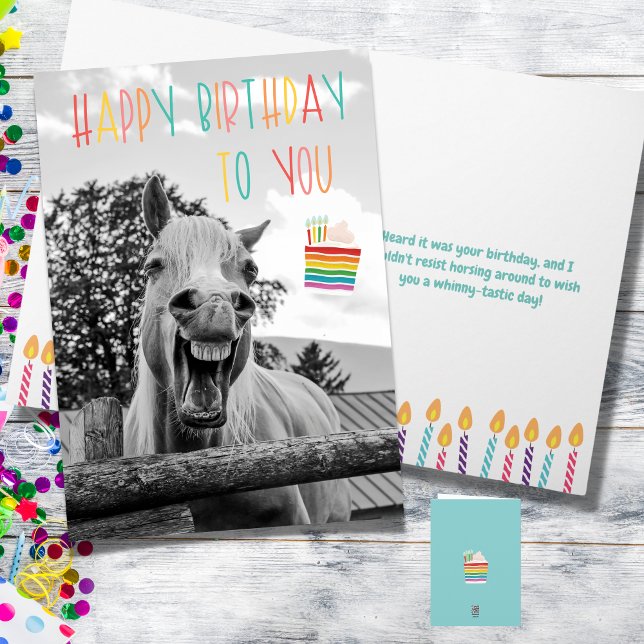 Tarjeta Funny Horse Birday Card (Funny Horse Birthday Card, Horse laughing)