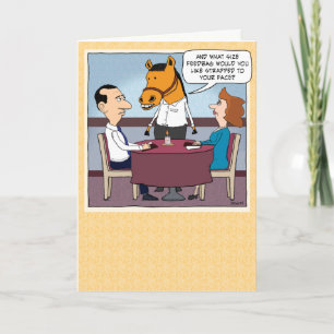Tarjeta Funny Horse Waiter Cumpleaños