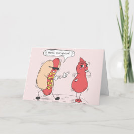 Tarjeta Funny Hot Dog and Ketchup Cumpleaños