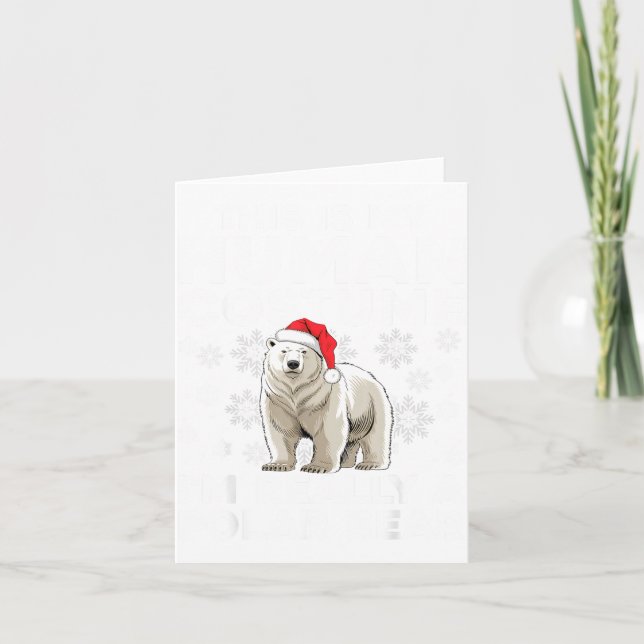 Tarjeta Funny Human Costume Lar Bear Christmas Lights Sant (Anverso)