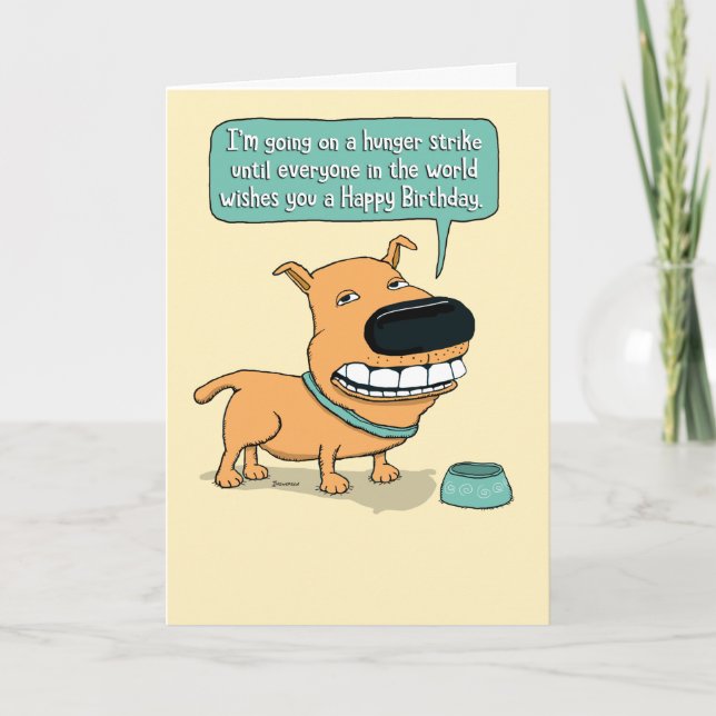 Tarjeta Funny Hunger Strig Dog Cumpleaños (Anverso)