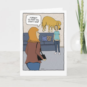 Tarjeta Funny Hungry Dog Biting Head Birday