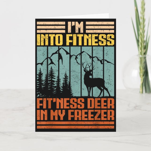 Tarjeta Funny Hunting Im Into Fitness Deer Freezer Hunter  (Anverso)
