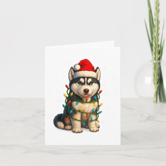 Tarjeta Funny Husky Dog Christmas Pj Pajama Men Women Pjs  (Anverso)