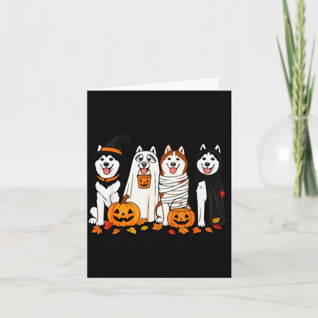 Tarjeta Funny Husky Ghost Dogs Halloween Dog Soky  (Anverso)