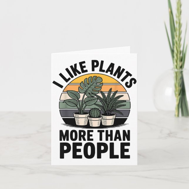 Tarjeta Funny I Like Plants More Than People Design  (Anverso)