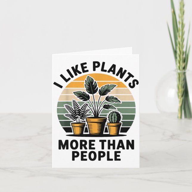 Tarjeta Funny I Like Plants More Than People Design  (Anverso)