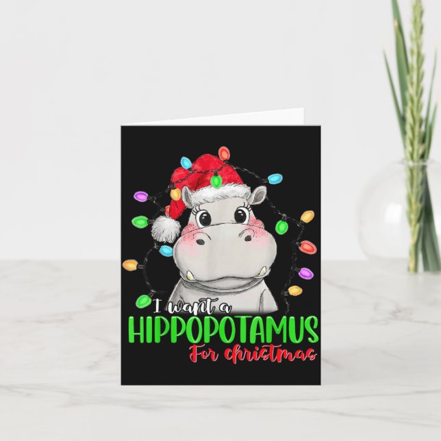 Tarjeta Funny I Want A Hiptamus For Christmas Xmas Hip Lov (Anverso)