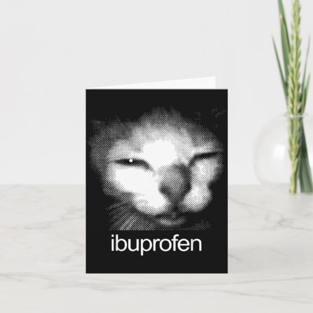 Tarjeta Funny Ibuprofen Cat Meme Retro Ugly Cat Face Mens  (Anverso)
