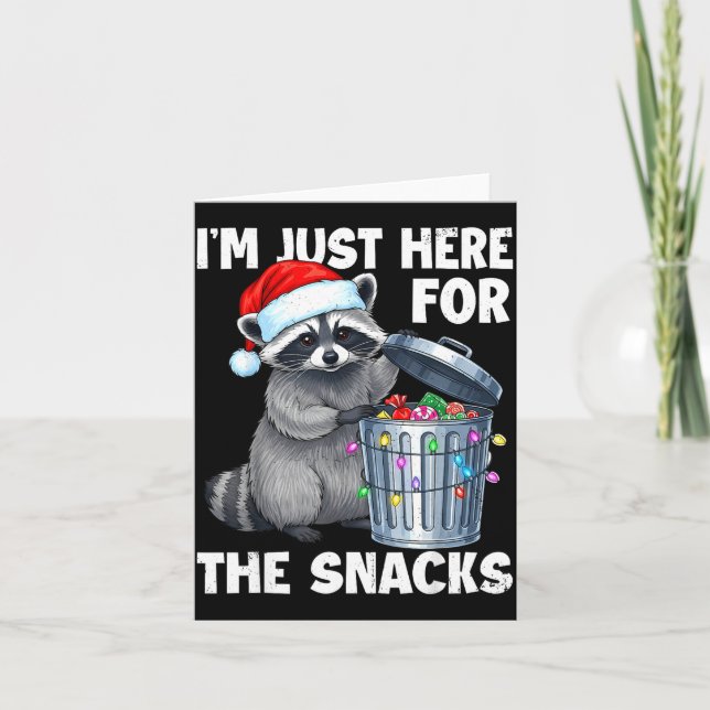 Tarjeta Funny I'm Just Here For The Snacks Raccoon Christm (Anverso)