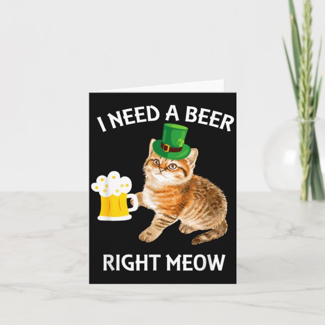 Tarjeta Funny Irish Beer Cat St Patricks Day Drinking With (Anverso)