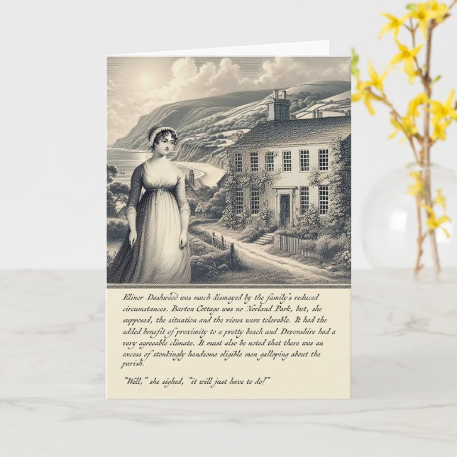 Tarjeta Funny Jane Austen Sense and Sensibility Card (flor amarilla)