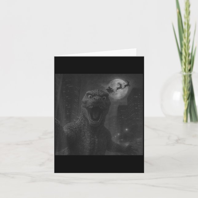 Tarjeta Funny Japanese Kaiju Selfie Santa Christmas Men Bo (Anverso)