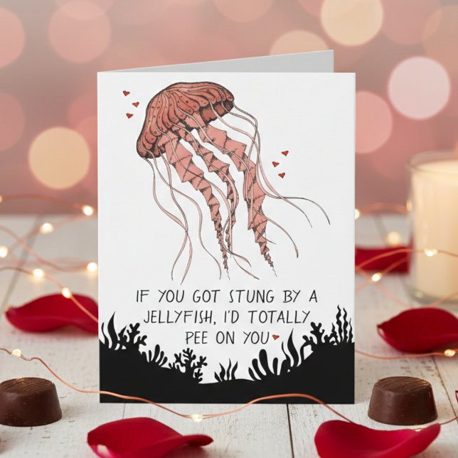 Tarjeta Funny Jellyfish Valentine's Day (Funny Jellyfish Valentines Day Card for Couple. Perfect for Boyfriend, Girlfriend, Wife or Husband)