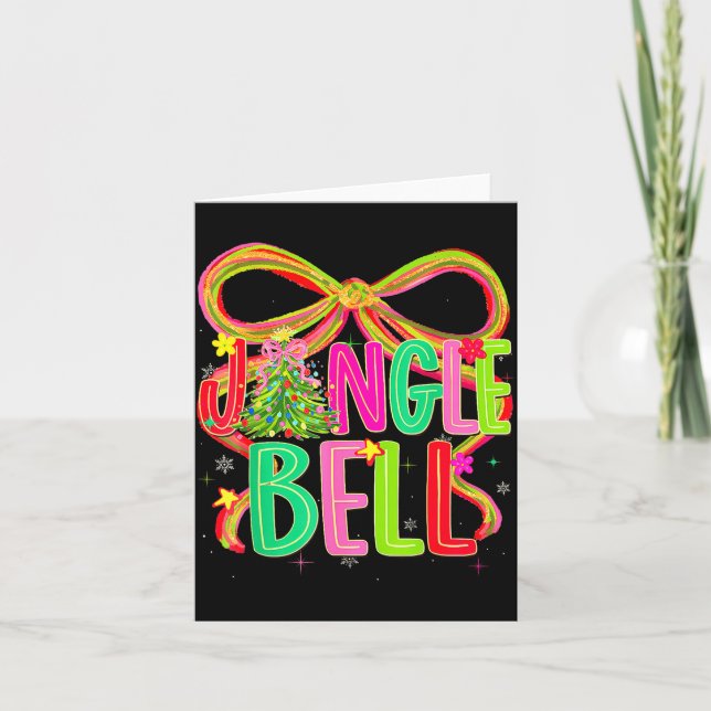 Tarjeta Funny Jingle Bells Coquette Bow Merry Christmas Gi (Anverso)