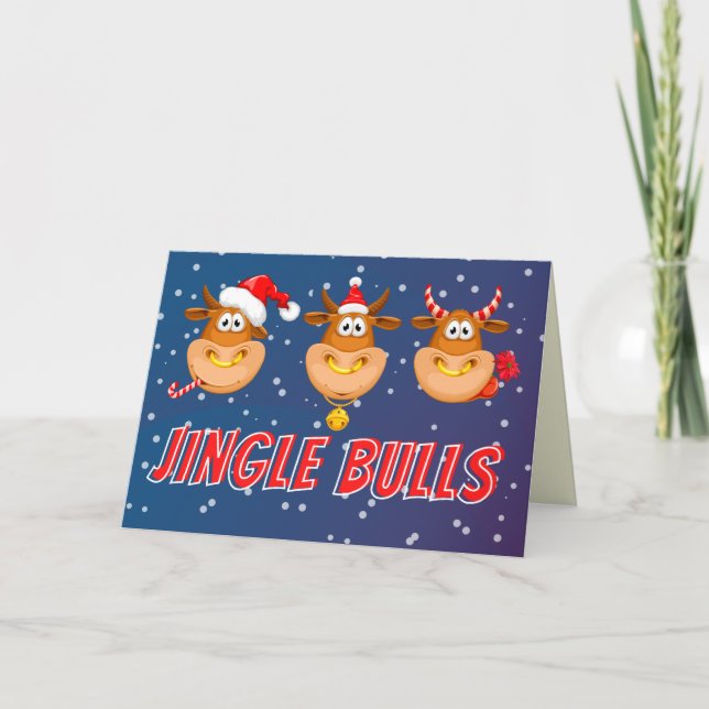 Tarjeta Funny Jingle Bulls Navidades Card (Anverso)