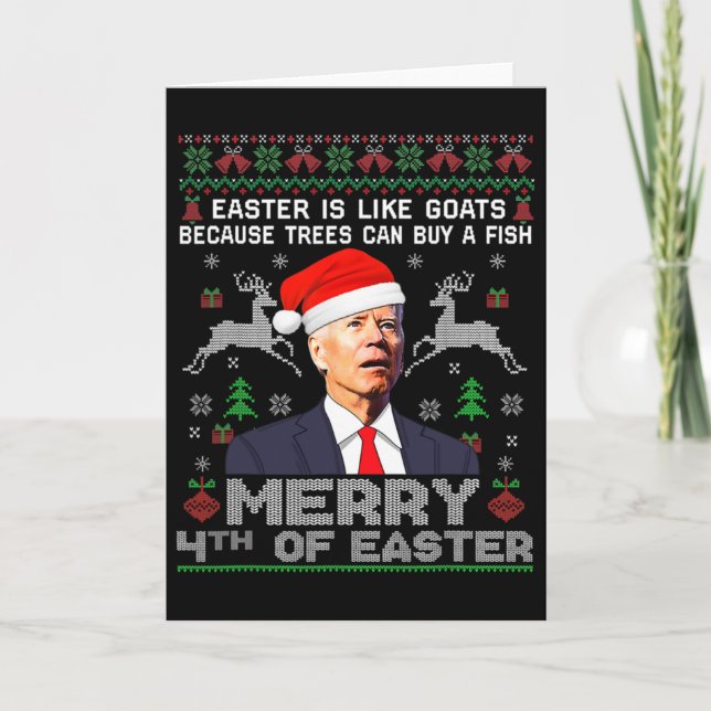 Tarjeta Funny Joe Biden Christmas Santa Hat Merry 4th Of E (Anverso)