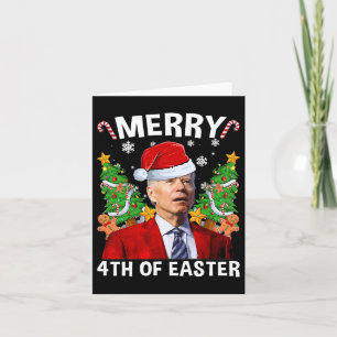 Tarjeta Funny Joe Biden Navidades Santa Hat Merry 4 de E