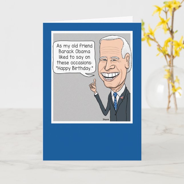 Tarjeta Funny Joe Biden y su amigo Obama Cumpleaños (flor amarilla)