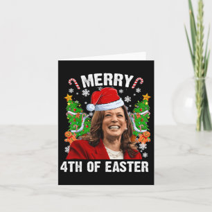 Tarjeta Funny Kamala Harris Navidades Santa Hat Merry 4