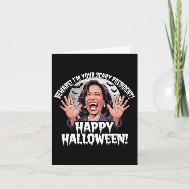 Tarjeta Funny Kamala Harris Scary Halloween Gag President (Anverso)