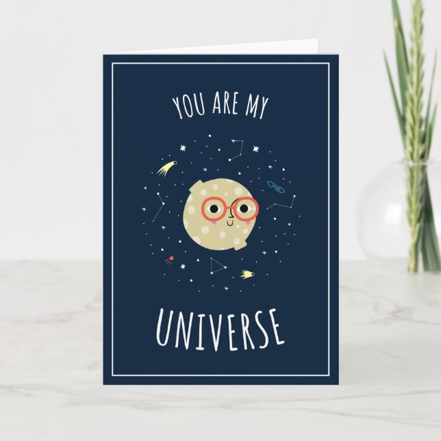 Tarjeta Funny Kawaii Moon Universe Constelline Valentine (Anverso)