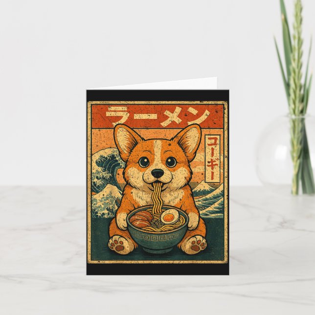Tarjeta Funny Kawaii Ramen Corgi Japanese Noodles Corgi Ea (Anverso)