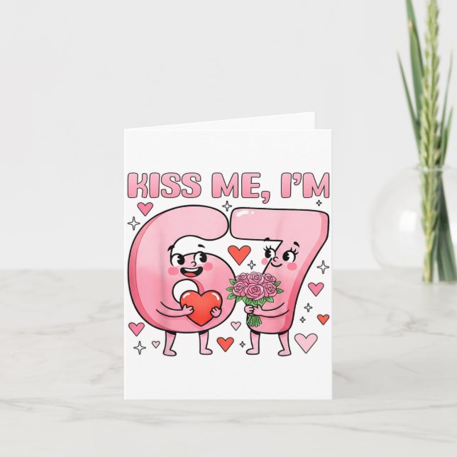 Tarjeta Funny Kiss Me I'm 67 Cute Valentine's Day Couples  (Anverso)