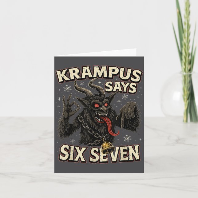 Tarjeta Funny Krampus Says Six Seven 6 7 Meme Christmas Ho (Anverso)