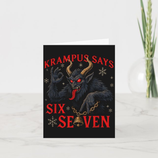 Tarjeta Funny Krampus Says Six Seven 6 7 Meme Christmas Xm (Anverso)