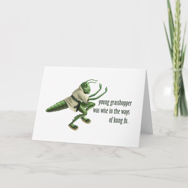 Tarjeta Funny Kung Fu Grasshopper (Anverso)