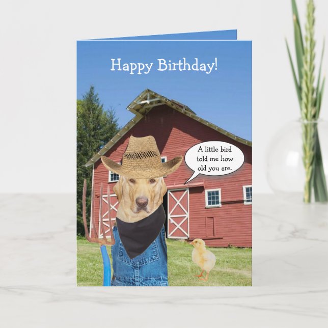 Tarjeta Funny Lab Farmer Cumpleaños (Anverso)