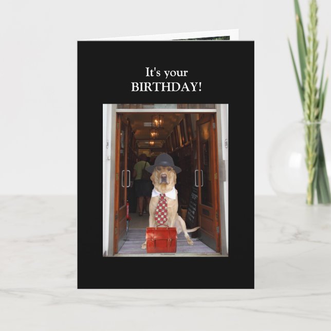 Tarjeta Funny Lab Male Birthday (Anverso)
