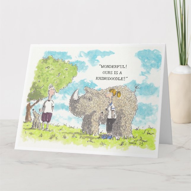 Tarjeta Funny Labradoodle (Anverso)