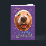 Tarjeta Funny Laughing Golden Retriever Birthday Card<br><div class="desc">¡Qué mejor que un Golden Retriever con dientes tontos,  que te da la bienvenida a los años dorados!</div>