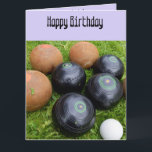 Tarjeta Funny Lavender Lawn Bown, Big Birthday Card<br><div class="desc">Las imágenes en lavender son cuencas de césped vintage con un divertido mensaje de cumpleaños para los bolos de césped</div>