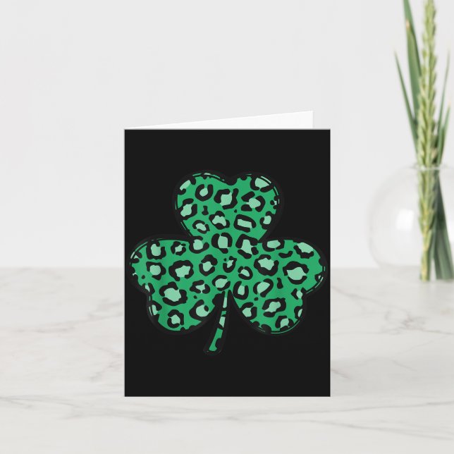 Tarjeta Funny Leopard Print Shamrock St. Patrick's Day Gif (Anverso)