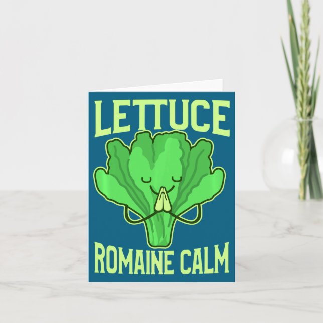 Tarjeta Funny Lettuce Romaine Calm Meditation Yoga Zen  (Anverso)