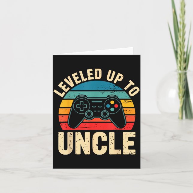 Tarjeta Funny Leveled Up To Uncle Video Gamers Gaming Cute (Anverso)