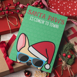 Tarjeta Funny Light Fawn Navidades de Santa Paws