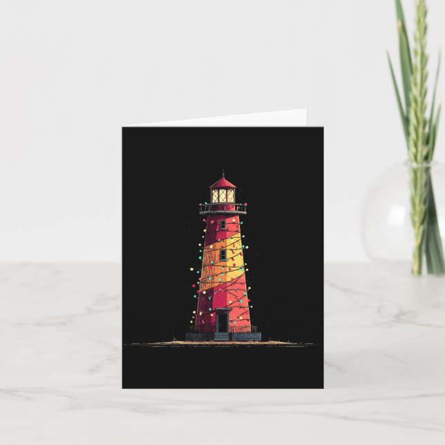Tarjeta Funny Lighthouse Christmas Graphics Lights Lover  (Anverso)