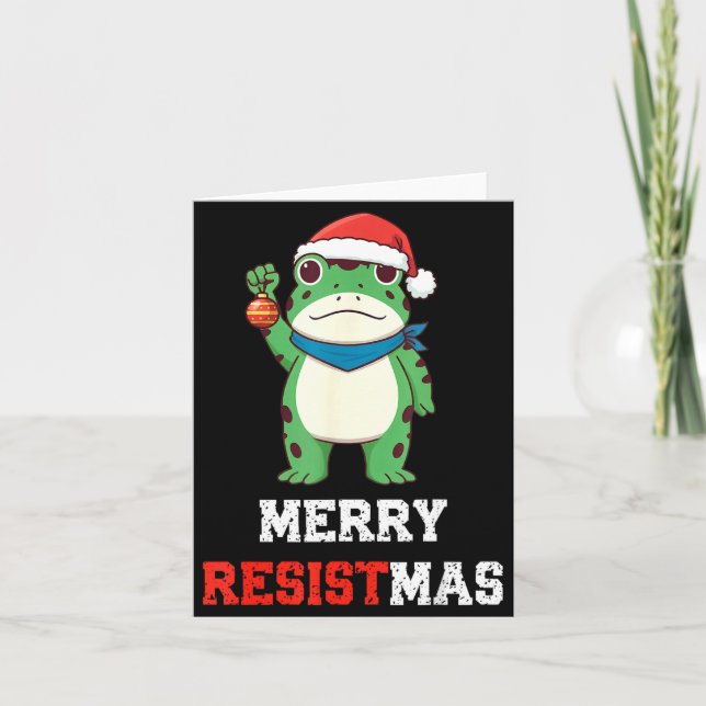 Tarjeta Funny Litical Frog Christmas Merry Resistmas 2025  (Anverso)