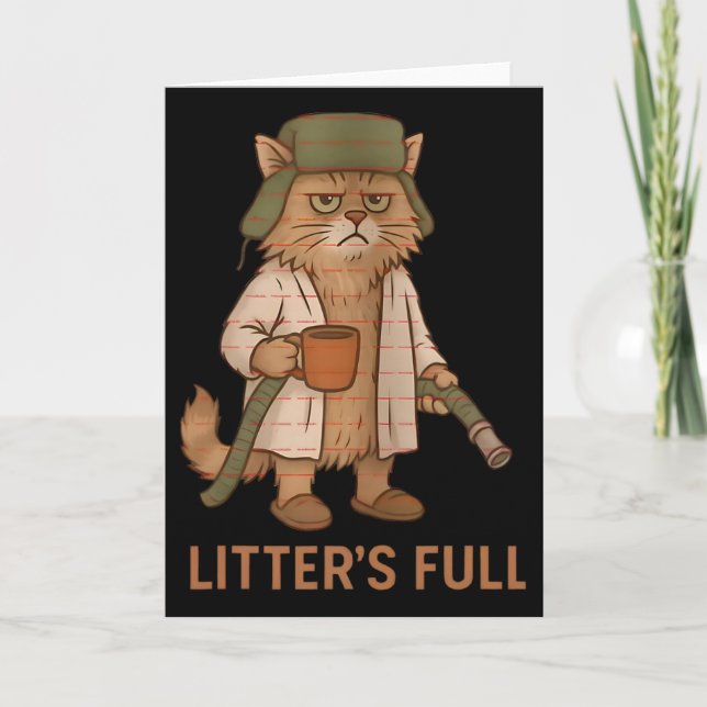 Tarjeta Funny Litter’s Full Cat Coffee Christmas Cat Mom C (Anverso)