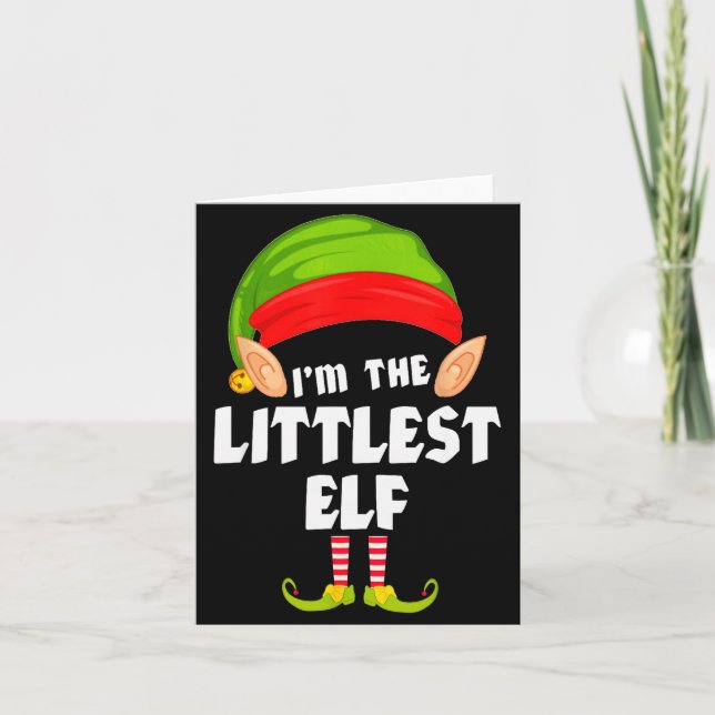 Tarjeta Funny Littlest Elf Matching Family Group Pj Christ (Anverso)