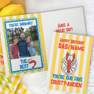 Tarjeta Funny Lobster Amalfi Yellow Stripe Photo Birday