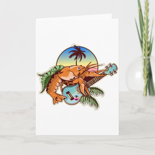 Tarjeta funny lobster playing a ukulele (Anverso)