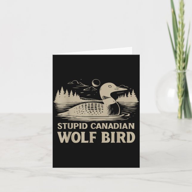 Tarjeta Funny Loon Bird, Stud Canadian Wolf Bird Humor Quo (Anverso)