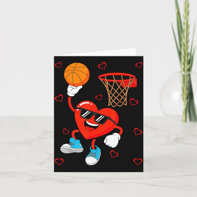Tarjeta Funny Love Basketball Heart Shape Happy Valentine' (Anverso)